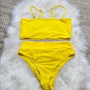 Yellow High Waisted Swimsuit in a size M